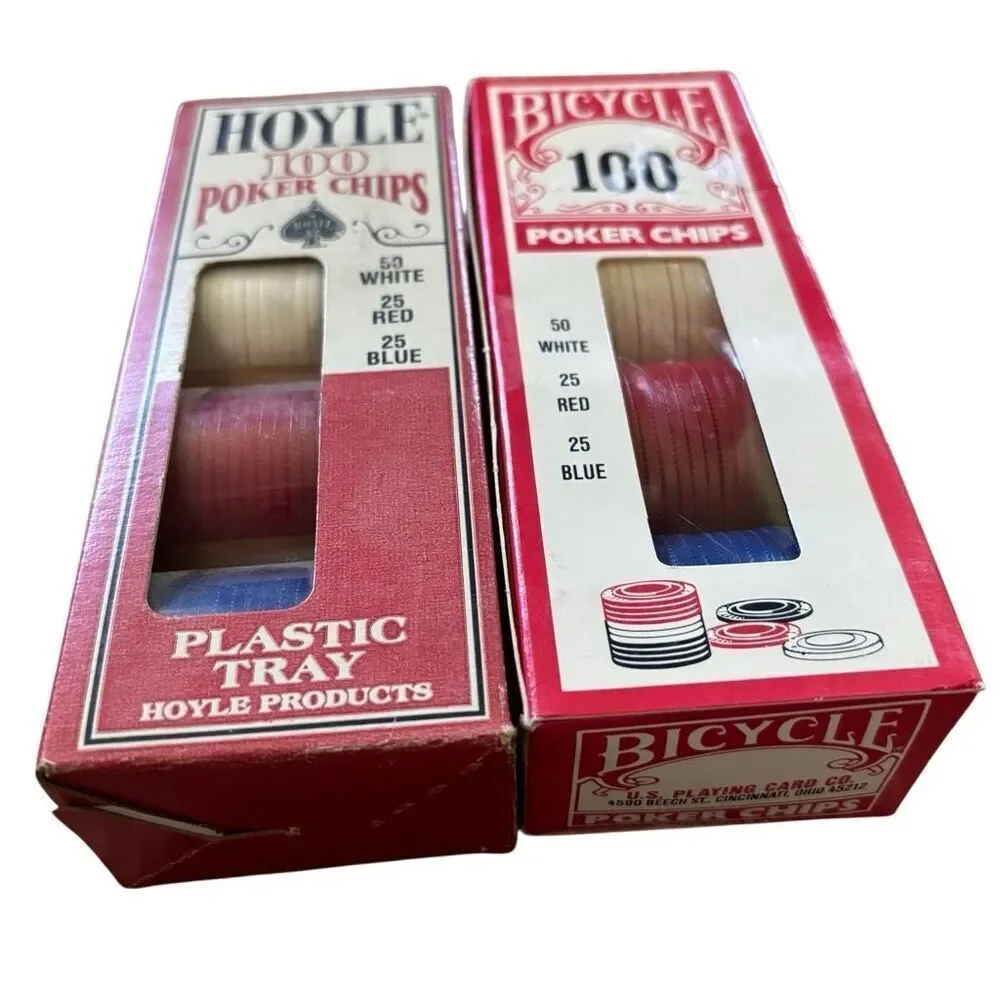2 Vintage Boxes Of Poler Chips Bicycle Hoyle *New*